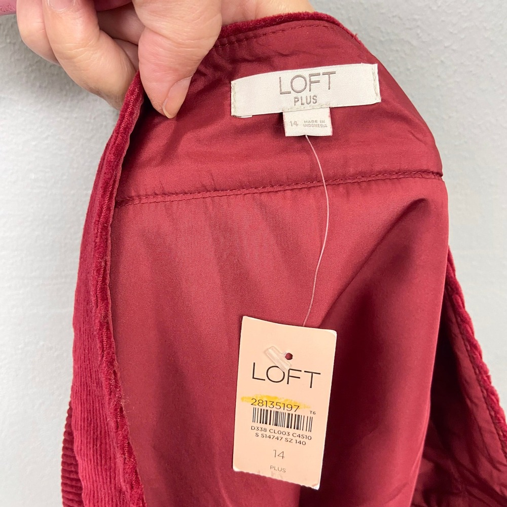 Loft Corduroy Mini Skirt Size 14 Dark Red Preppy Twee Holiday French Classic Y2K - Picture 6 of 8